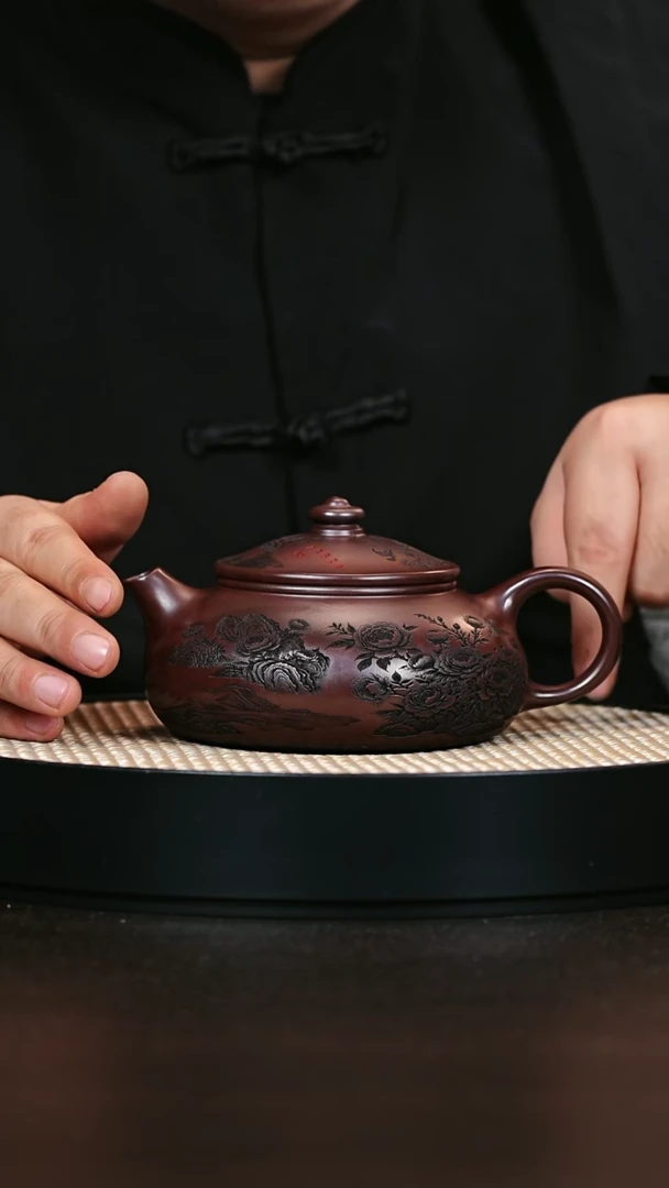 茶壶紫砂寒江 石红