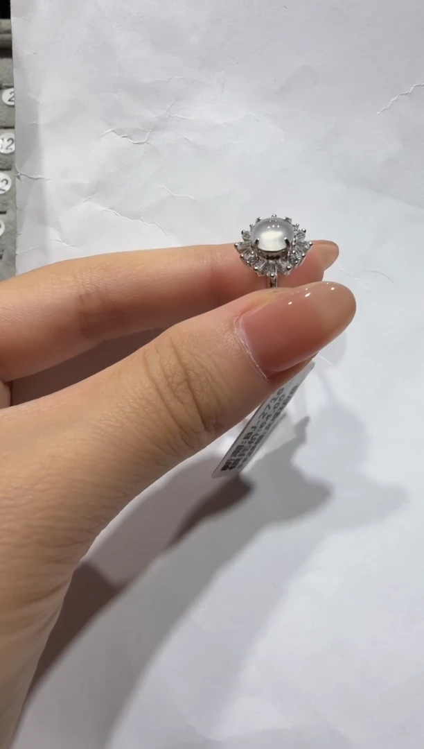银S925镶嵌戒指翡翠缅甸A货翡翠戒指