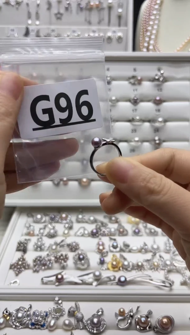 银S925镶嵌珠宝奇石淡水珍珠上**2G96