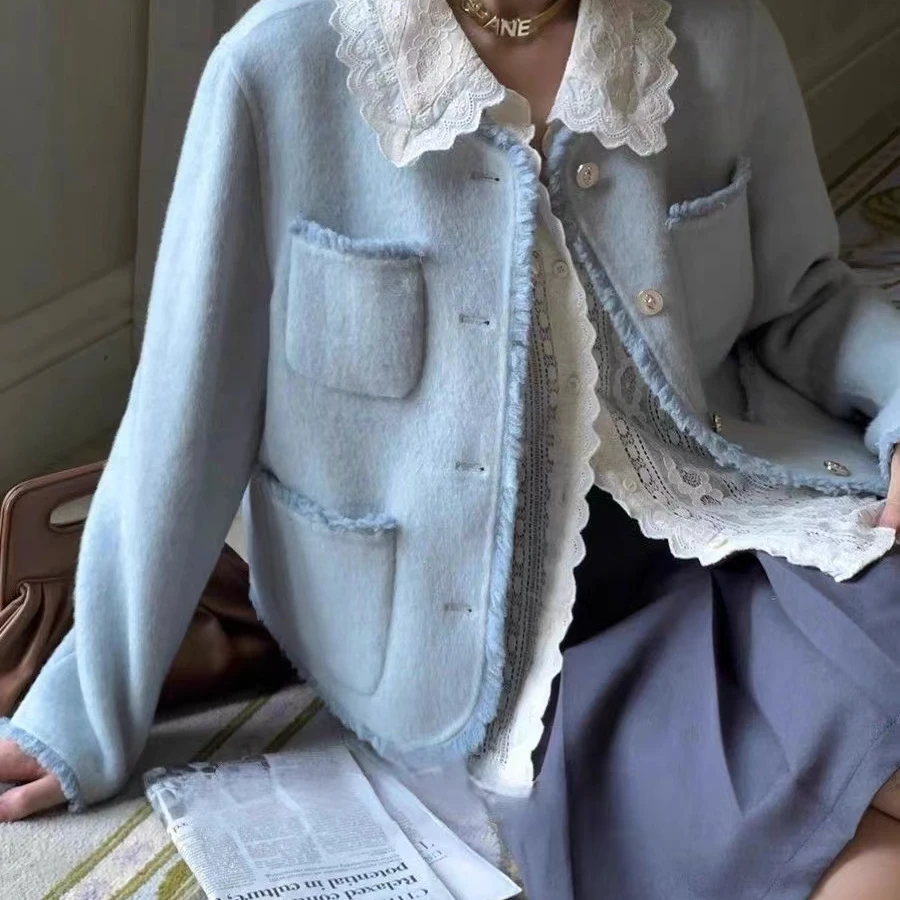 【李姑娘专属】时尚大码女装9953奶油流苏高级感正肩气质外套