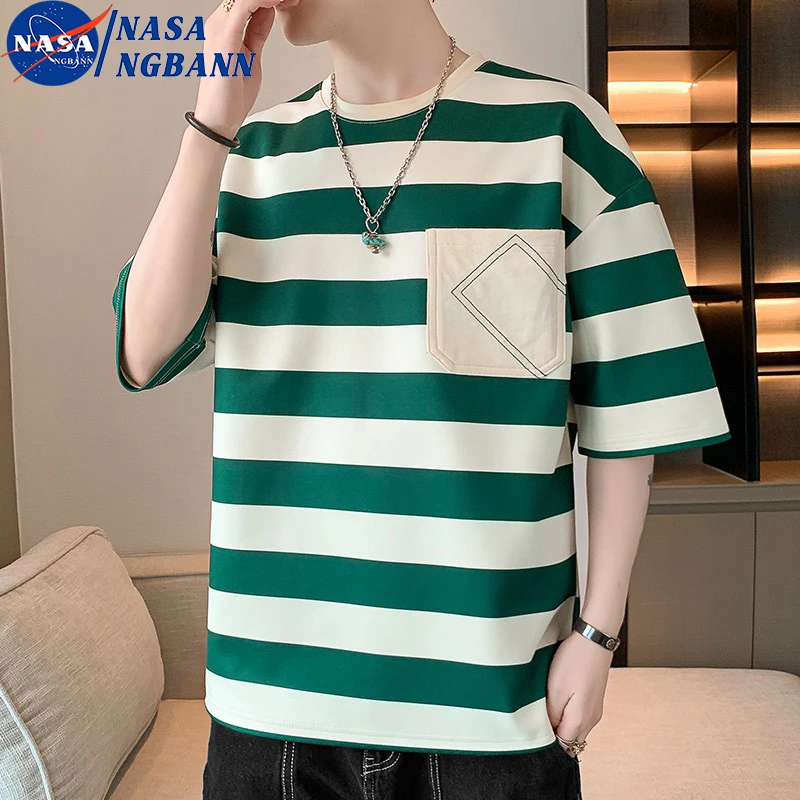 潮牌联名NASA男士条纹POLO衫潮牌潮流短袖t恤港风ins男装上衣服潮