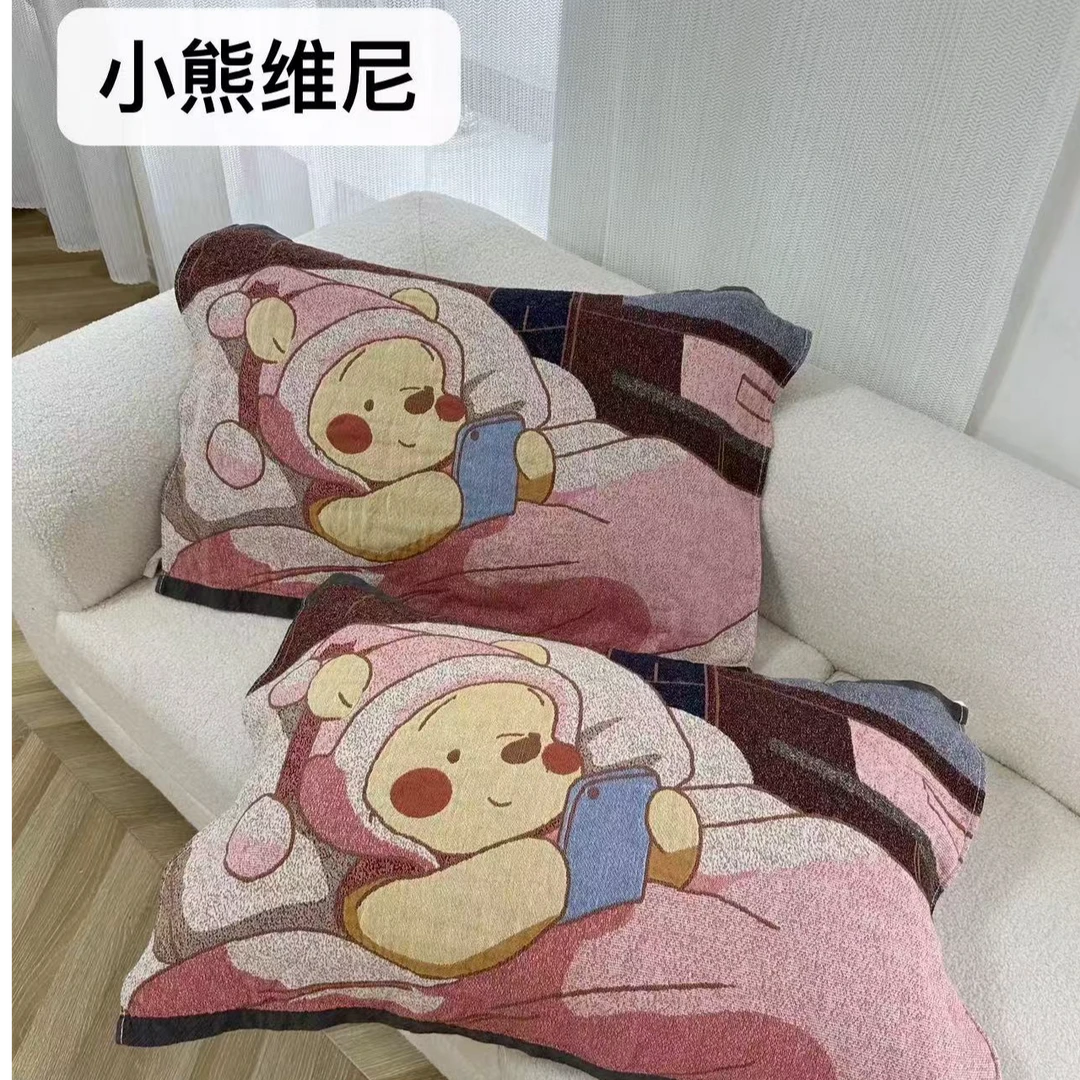 G641 纯棉八层彩棉枕巾一对两只 小熊维尼52*78柔软舒适亲肤透气