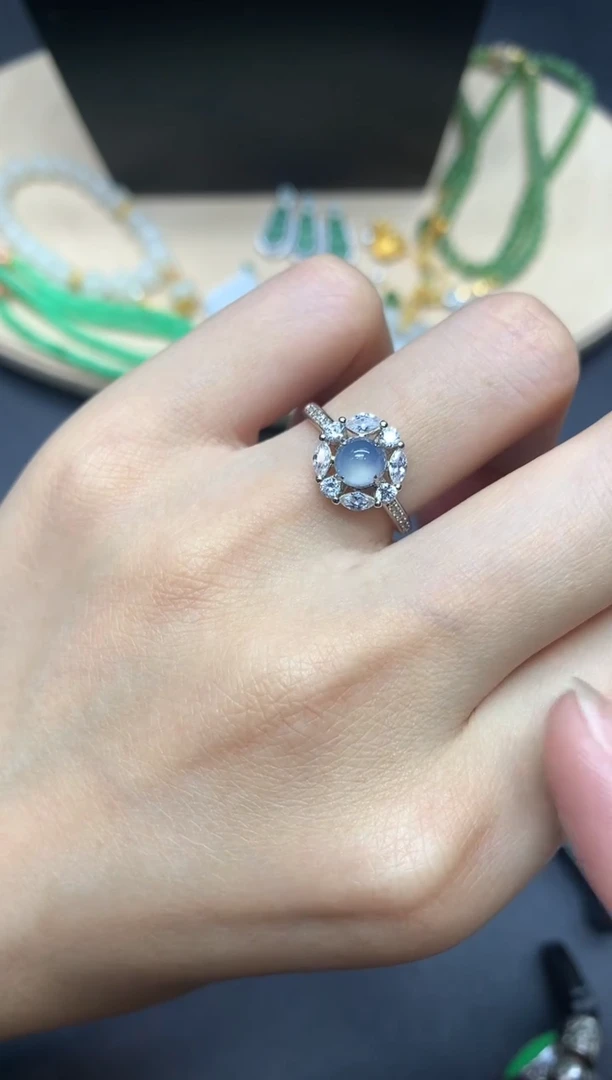 【闪购商品】翡翠戒指银S925镶嵌蛋面【无服务费】