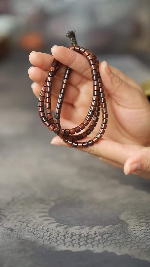 黄花梨/降香黄檀老料紫油梨竹节款5.6MM108颗