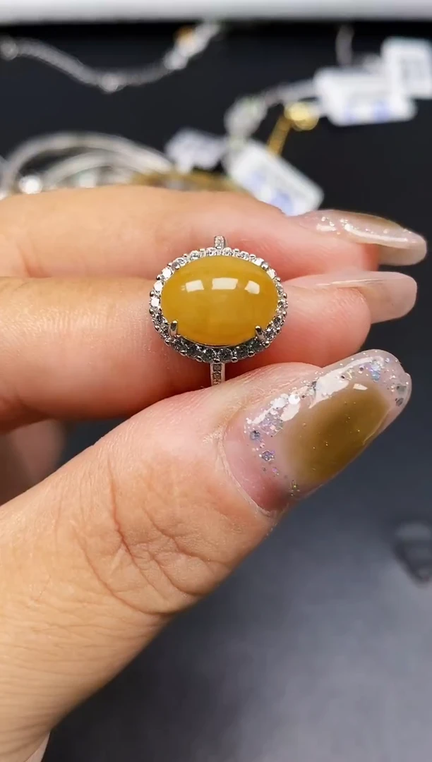 银S925镶嵌戒指翡翠6573