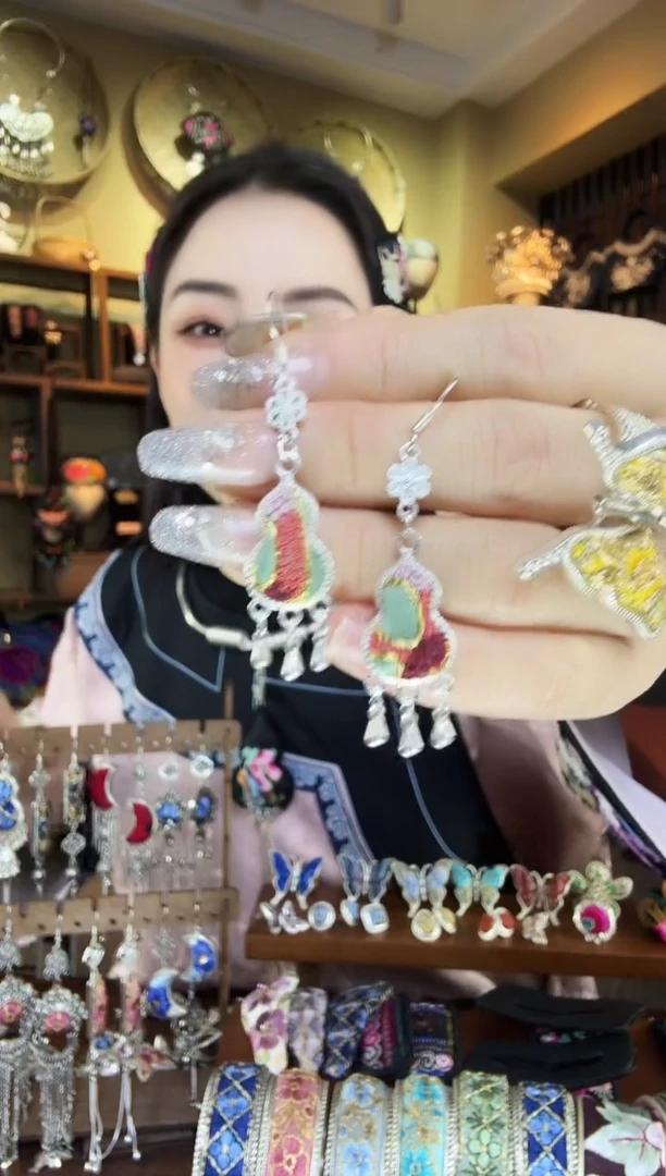 刺绣非遗刺绣民族风耳环