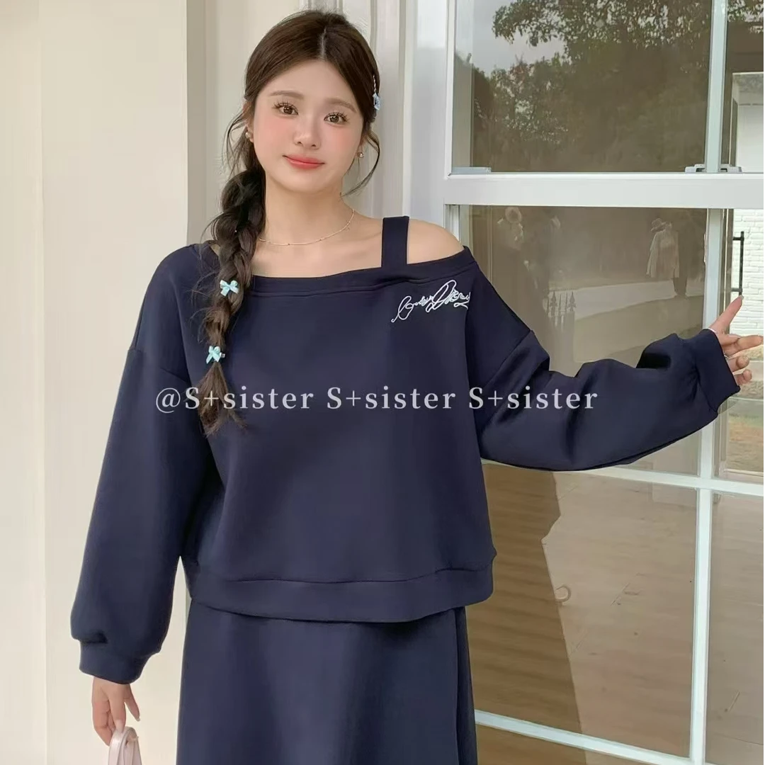 【FAFA】春季大码时尚露肩卫衣套装