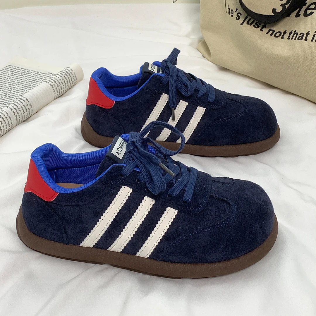 兰色丑萌大头德训鞋女2025秋季新款舒适厚底增高板鞋百搭休闲潮鞋