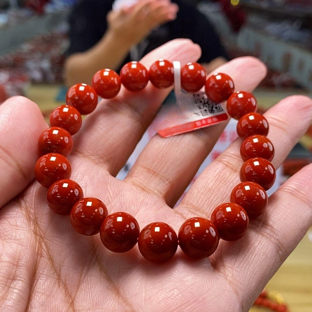 【小刘南红】保山南红锦红圆珠（典藏）10mm多样性发一