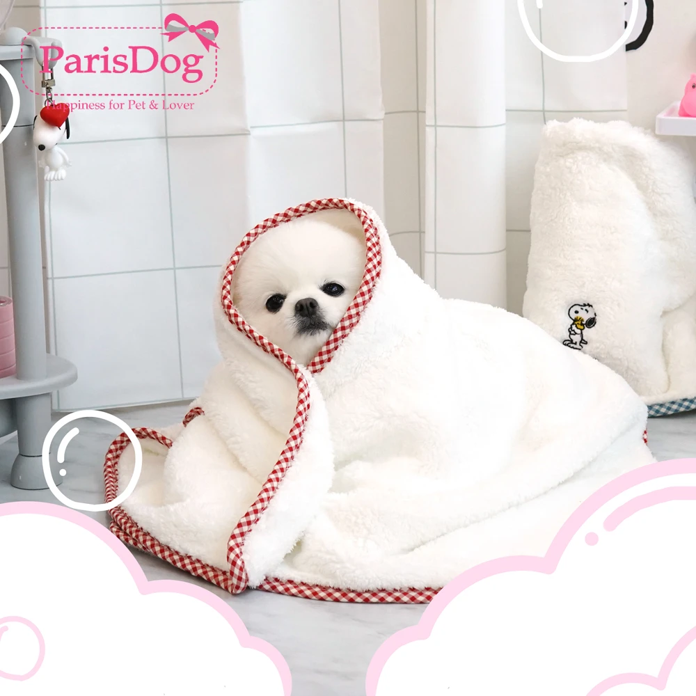 韩国【parisdog】史努比猫狗宠物毛巾套装