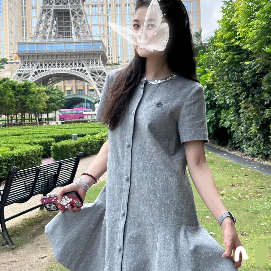 【大晨私服】2025早春新款法式高腰气质名媛小黑裙
