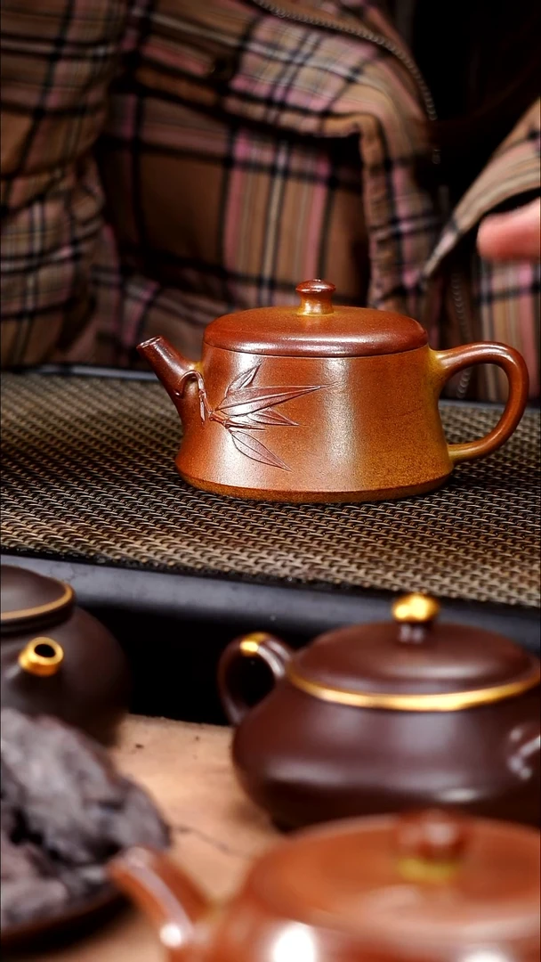 茶壶紫砂高温段泥火云烧贴叶云柱160cc