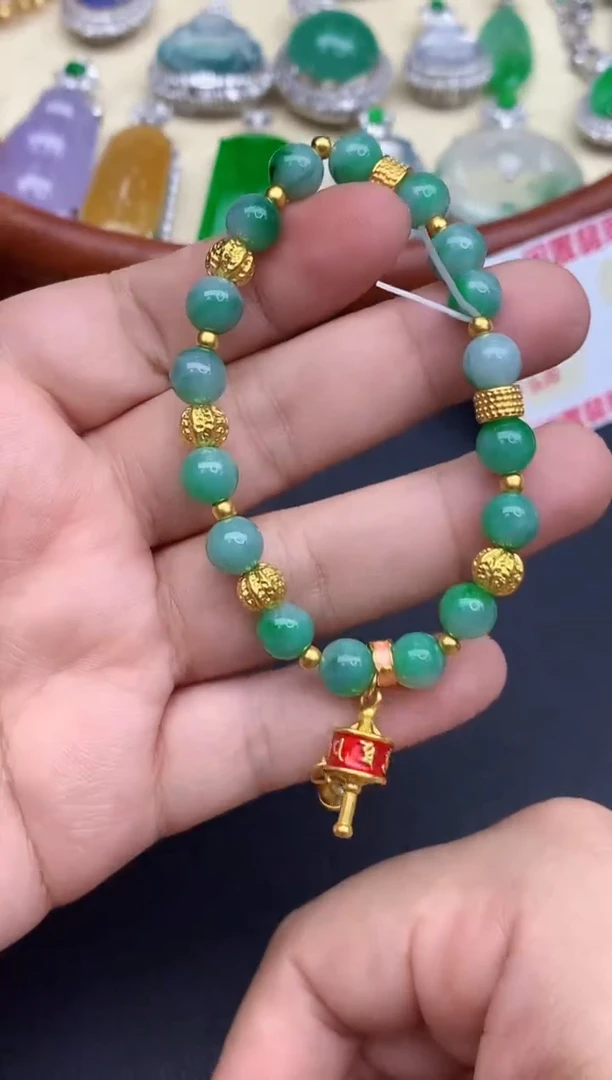 足金镶嵌手链翡翠467-中国好珍宝