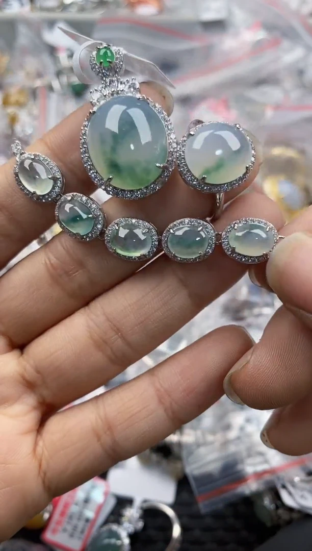 银S925镶嵌戒指翡翠555----5