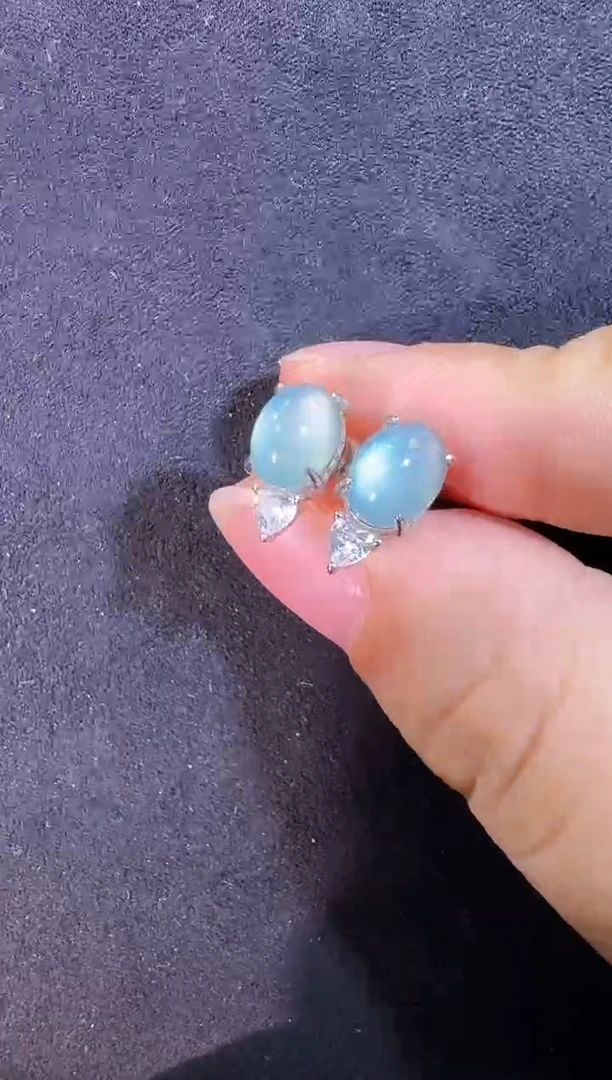 银S925镶嵌翡翠耳钉耳钉