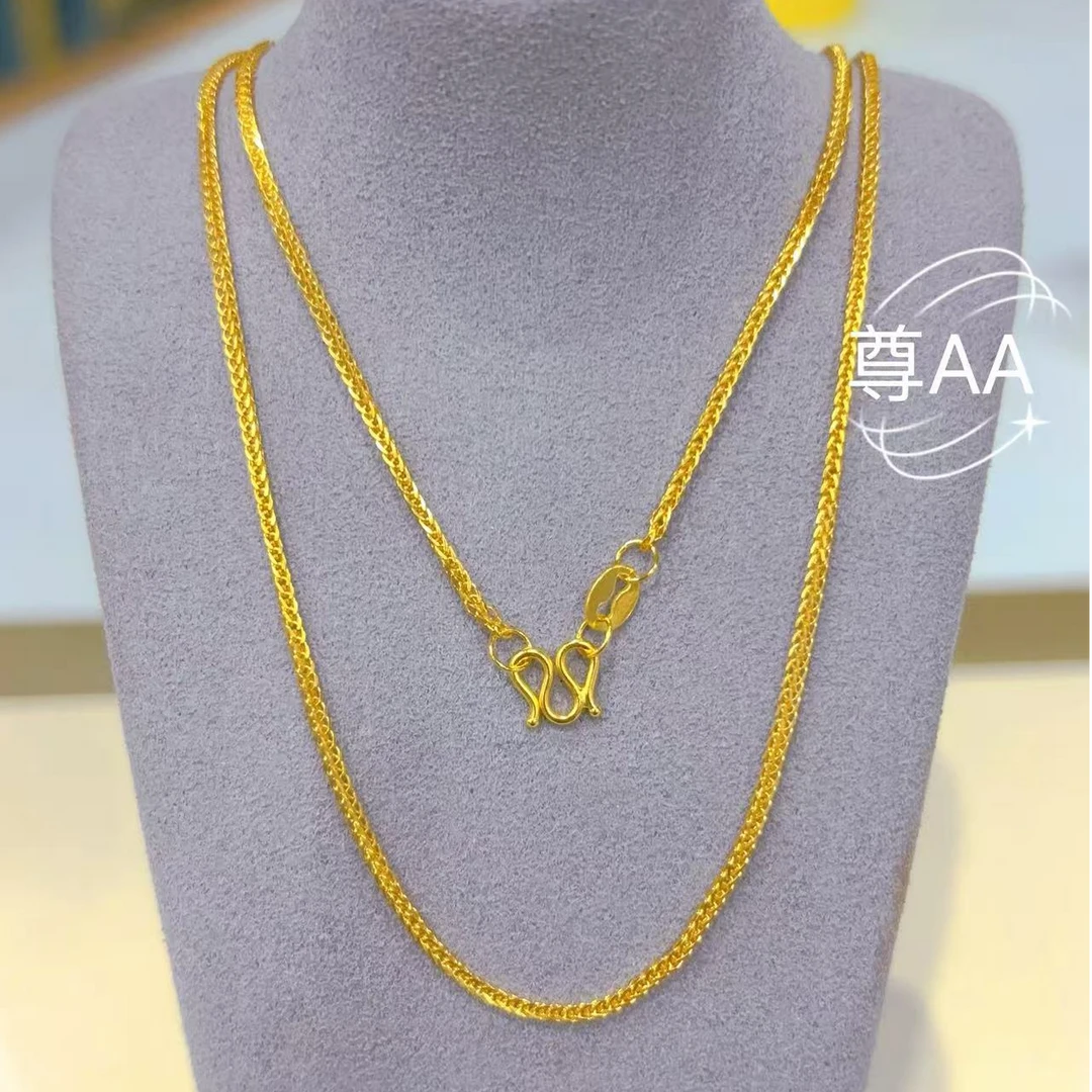 尊AA* 足银麻花项链M扣素链 时尚女士经典素链简约z7126