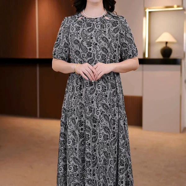 夏季新款大码女装连衣裙遮肉显瘦加肥加大收腰OY-LS1113