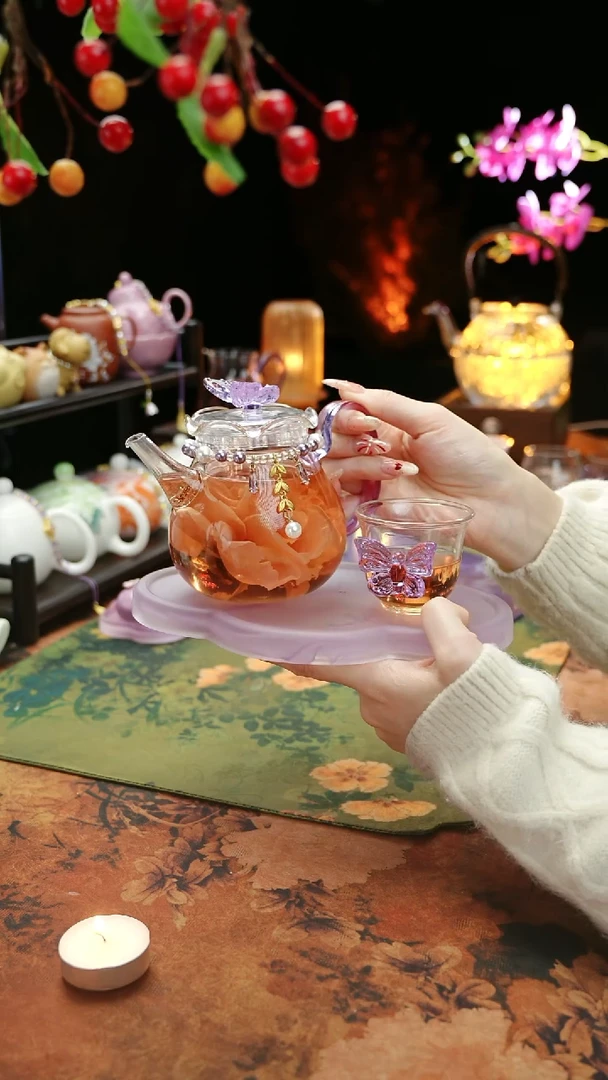 【闪购商品】紫色壶承+茶壶+链子+杯子