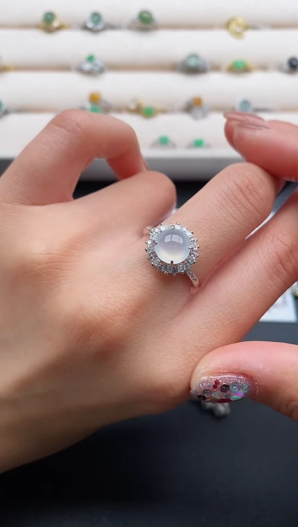 银S925镶嵌戒指翡翠33333333+10