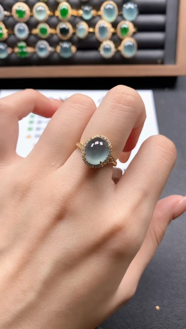 银S925镶嵌戒指翡翠51511