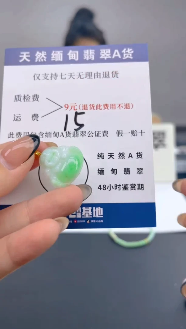 颈饰18K金镶嵌翡翠纯天然缅甸翡翠A货