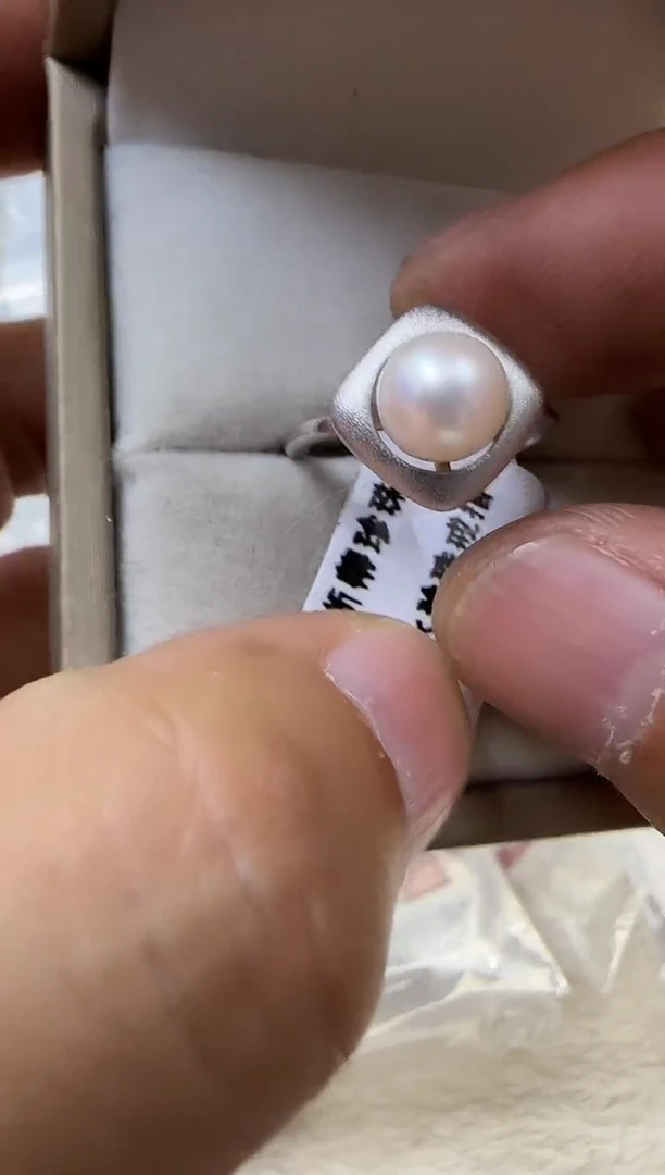 海水珍珠戒指银S925镶嵌akoya戒指