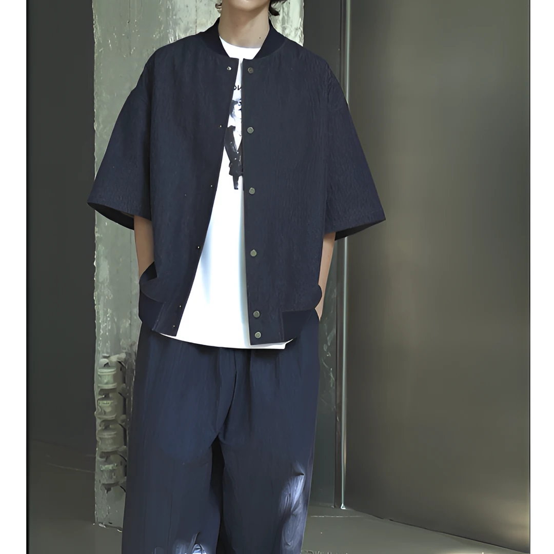 MT 25春夏  80364 休闲复古宽松牛仔短袖棒球夹克