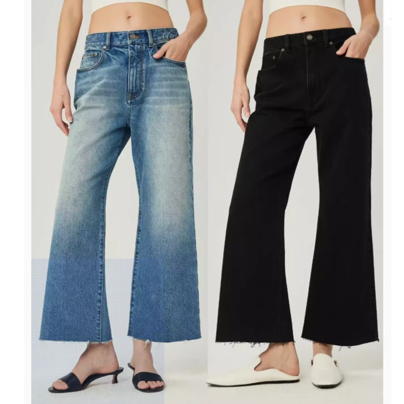 开间/早春B入 欧洲进口极简时髦佰搭慵懒毛边宽松九分直筒牛仔裤