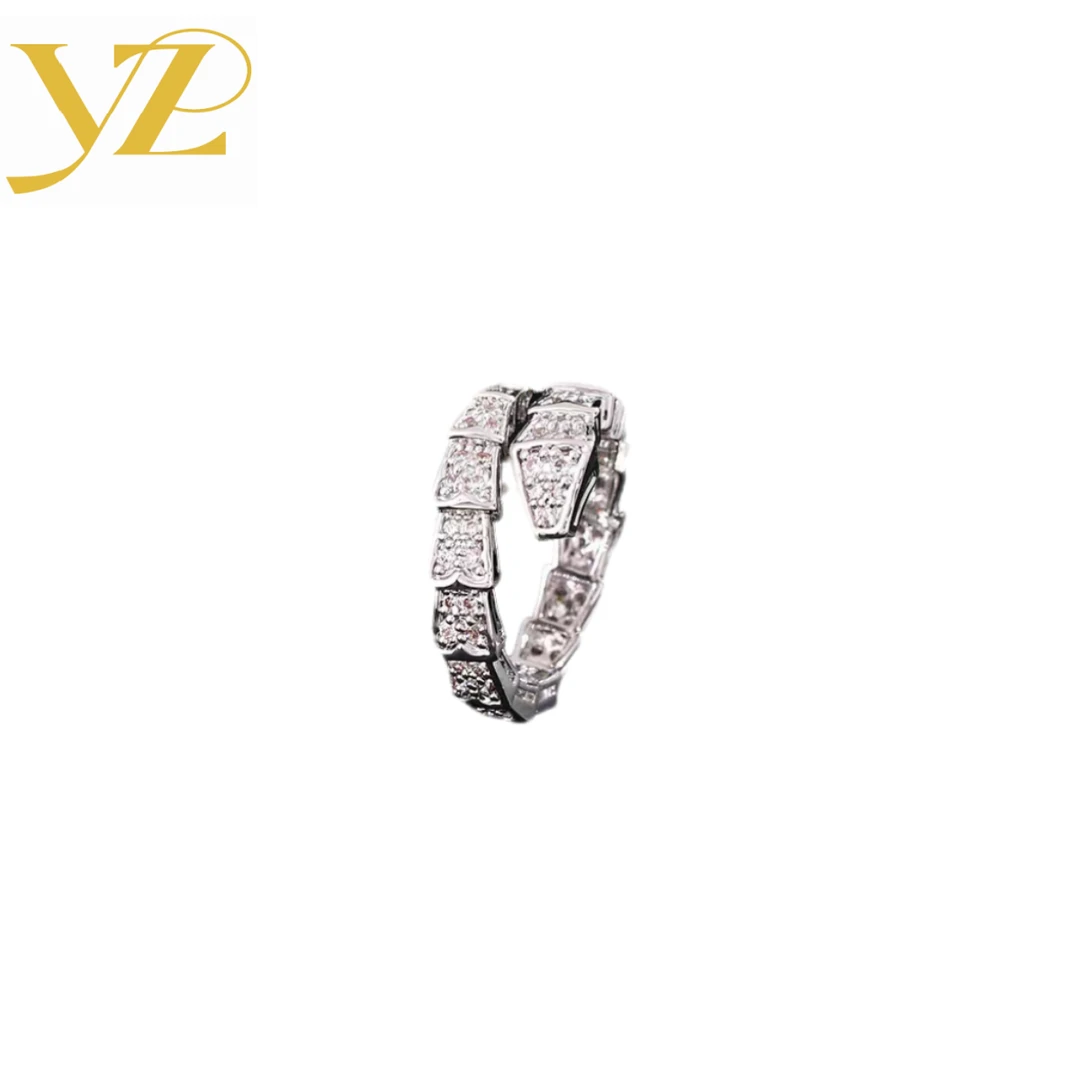 铜合金合成锆石戒指 3056时尚气质百搭蛇戒