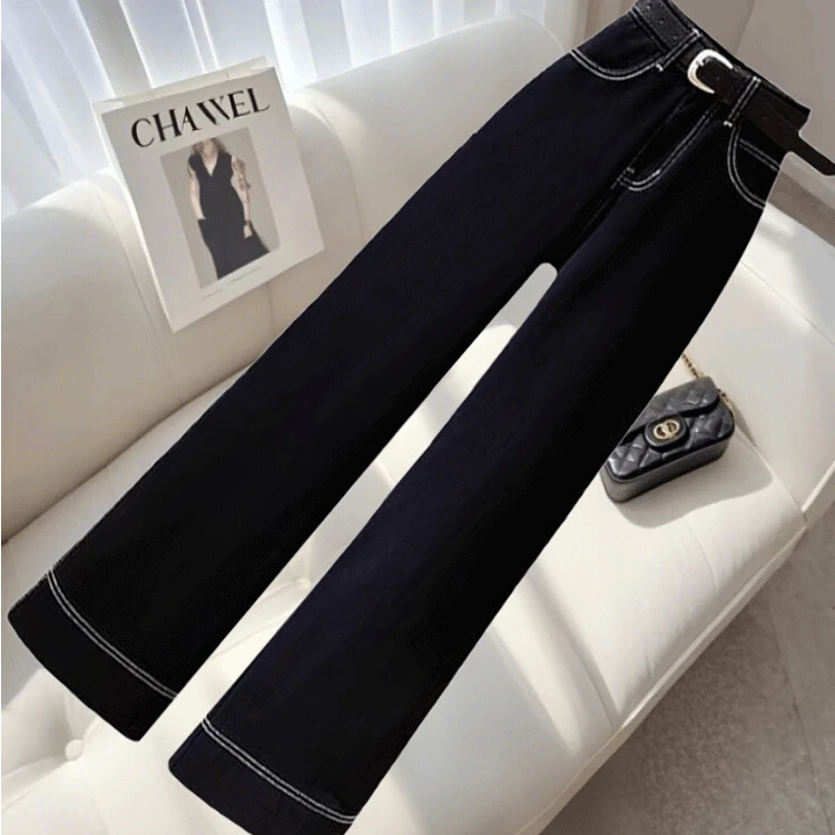 深色直筒裤女2025新款春季高腰显瘦休闲裤今年流行的爆款裤子