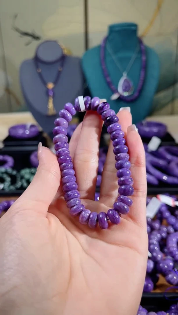 【闪购商品】查罗石（紫龙晶）手串未镶嵌算盘珠9+