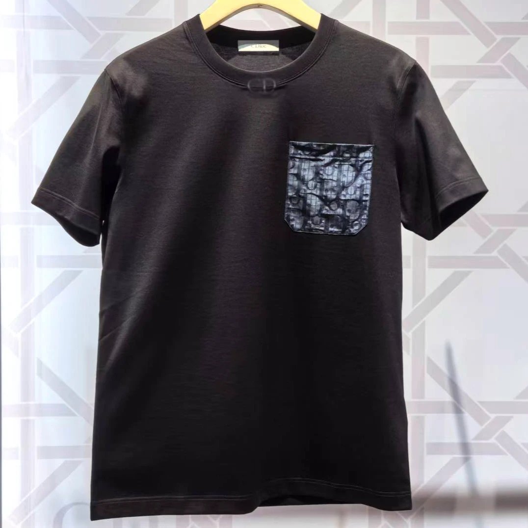 C.Dioc男士春夏新款时尚百搭口袋老花短袖T恤黑色白色