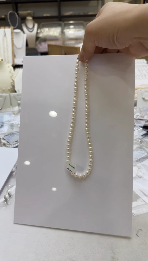 淡水珍珠银S925镶嵌项链7mm 无核