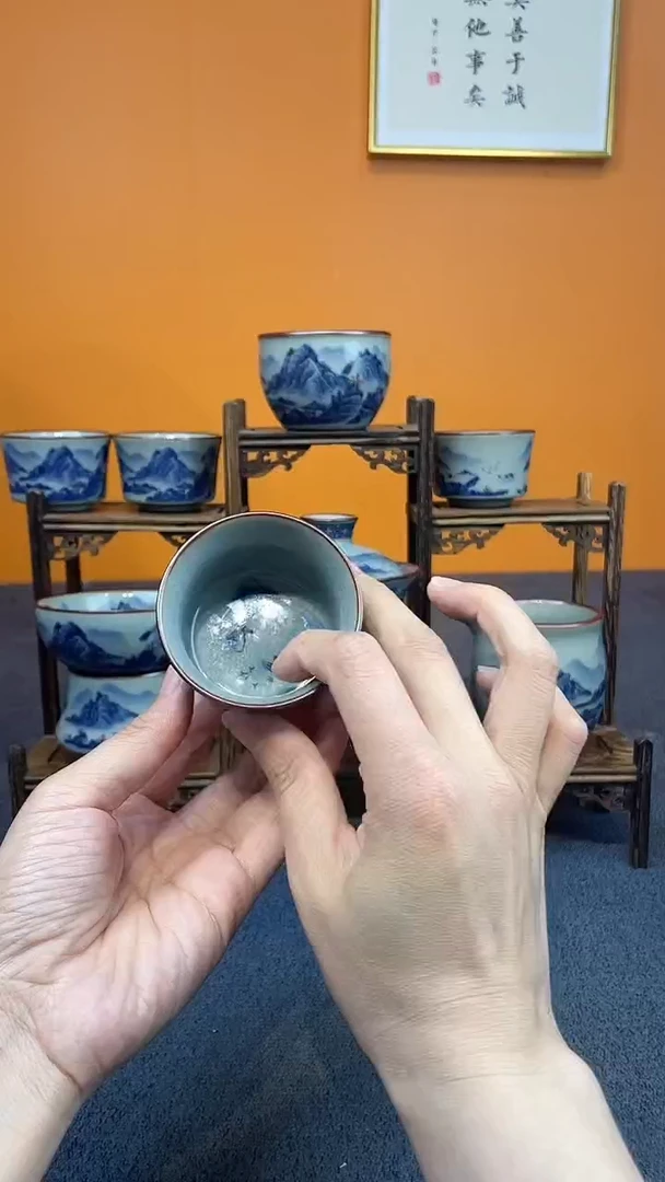 陶瓷景德镇釉下青花八件套