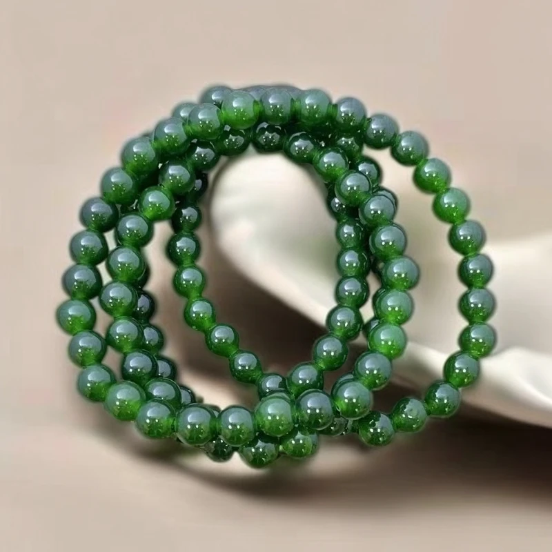 【佳玺壹店】110 天然玉石 毛衣链 菠菜绿108颗8mm
