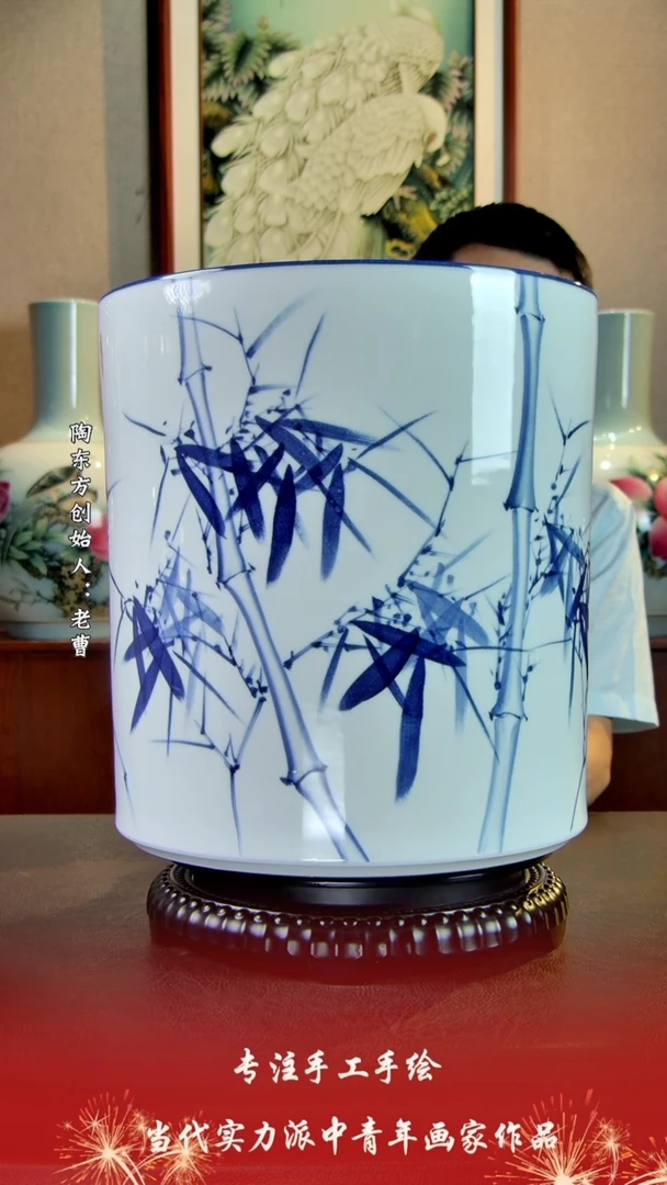 摆件景德镇陶东方陶瓷艺术作品花瓶摆件瓷板画
