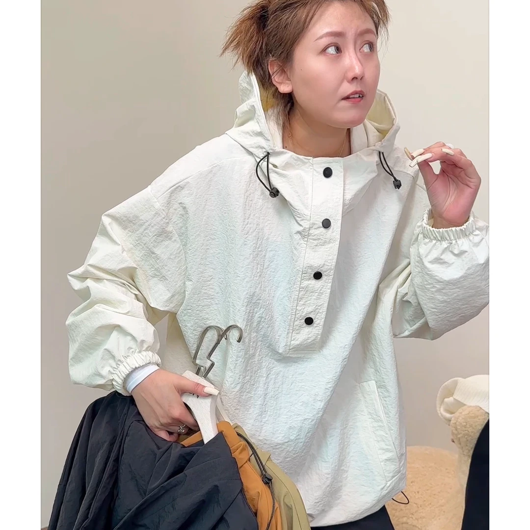 【林南南】 连帽抽绳长袖外套运动时尚户外休闲百搭宽松6251186