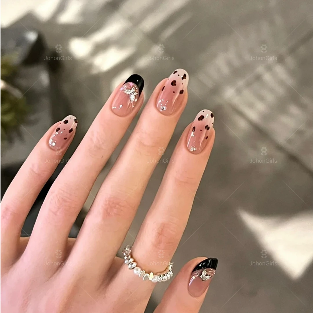 JohonGirls'/琴岛小嫚【奢华舞会】法式豹纹气质手工穿戴甲高级美甲