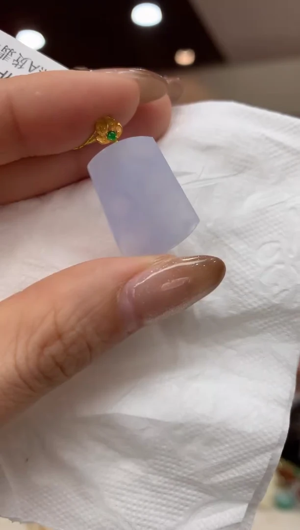 吊坠(不含链)18K金镶嵌翡翠无事牌