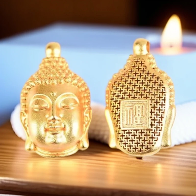 吊坠足银 吊坠足银 大日如来佛首小佛头吊坠手工古法佛头挂坠