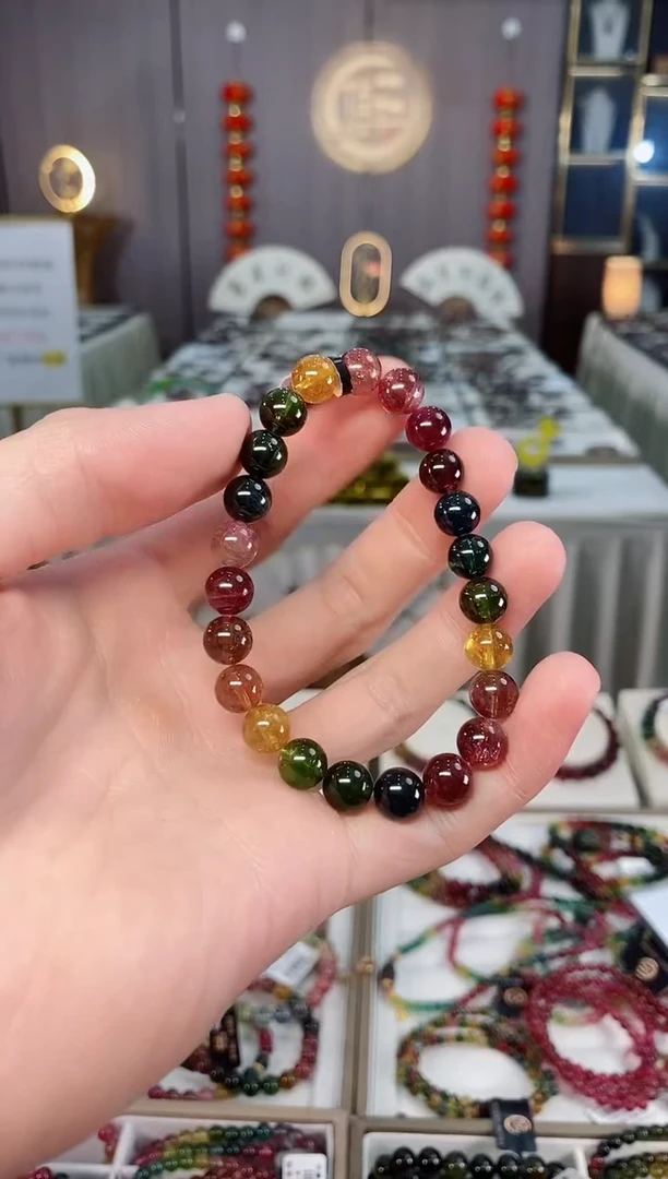 未镶嵌收藏级老矿碧玺单圈手串8mm+碧玺xion多样性发货一条