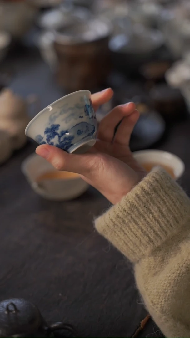 【闪购商品】壶大合小满  山水青花杯一个