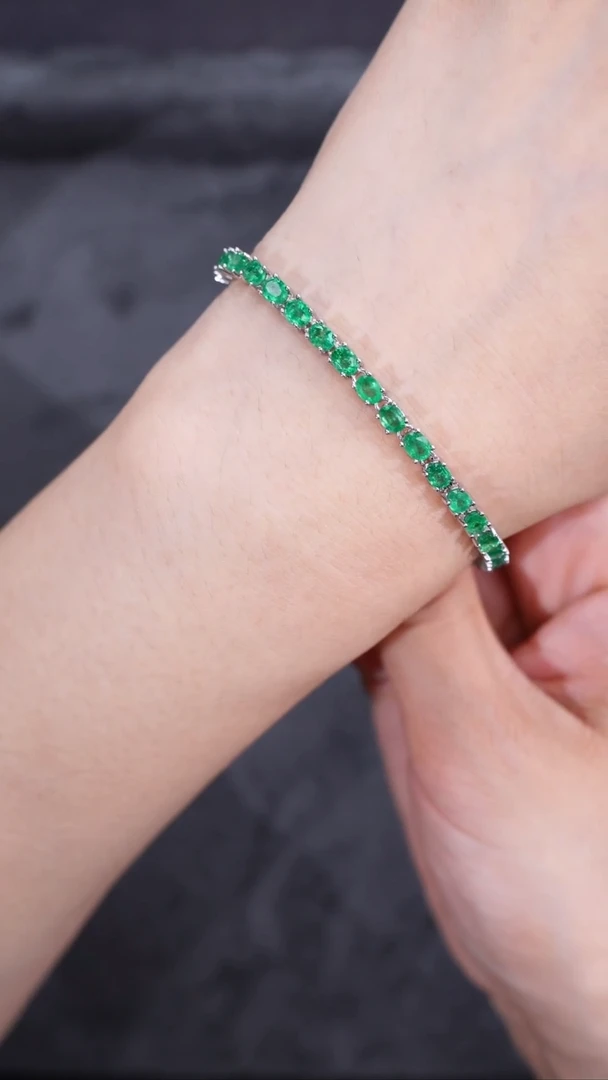 【闪购商品】祖母绿手链银S925镶嵌手链