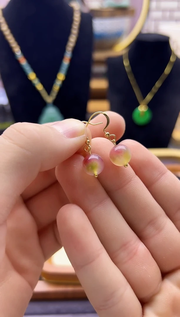 【闪购商品】碧玺耳饰14K金镶嵌E133