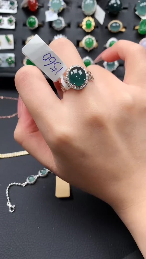 【闪购商品】翡翠戒指银S925镶嵌7635413