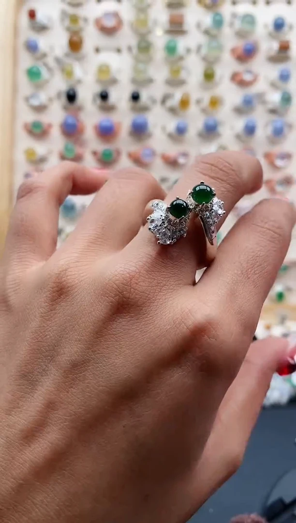 【闪购商品】翡翠戒指未镶嵌缅甸天然A货翡翠444 1+7