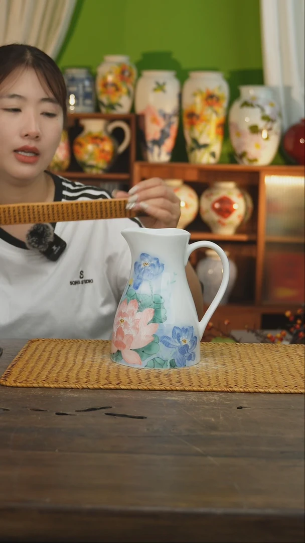 瓷片景德镇纯手工手绘花器摆件