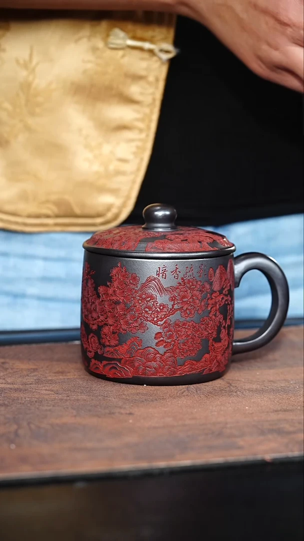 暗香疏影盖杯紫砂