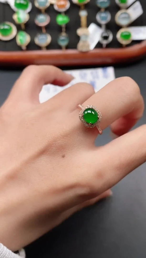 银S925镶嵌戒指翡翠111