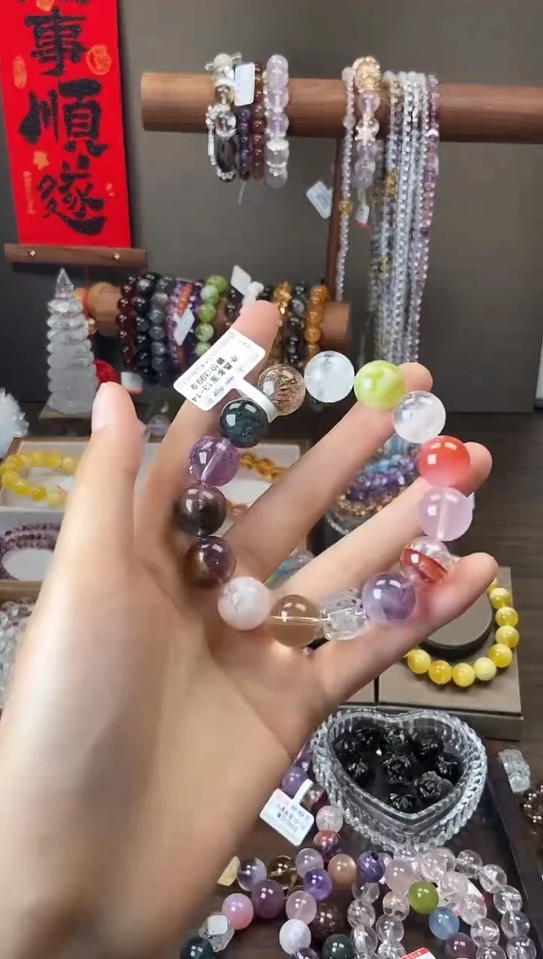 水晶手链未镶嵌2号水晶多宝 微瑕13-14